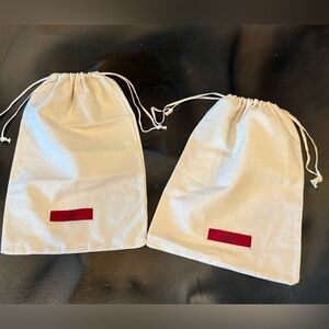Valentino Garavani Set of 2 Cotton Dust Bags Cream Red Logo Drawstring Storage